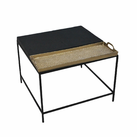 Side table DKD Home Decor 61 x 61 x 49 cm Black Golden Steel Aluminium-0