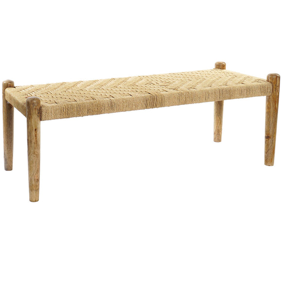 Bench DKD Home Decor 145 x 55 x 49 cm Natural Brown Rope Mango wood-0