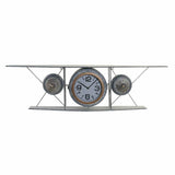 Wall Clock DKD Home Decor Crystal Iron Aeroplane MDF Wood Dark grey (120 x 21 x 33.5 cm)-0
