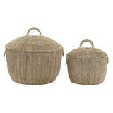 Basket set DKD Home Decor Brown Multicolour Natural Jute Metal Boho 51 x 51 x 48 cm-0