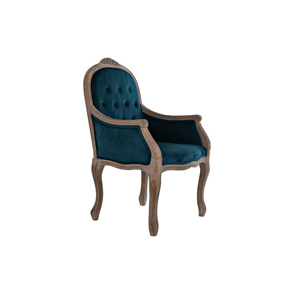 Chair DKD Home Decor Turquoise Linen Rubber wood (63.5 x 50 x 102 cm)-0