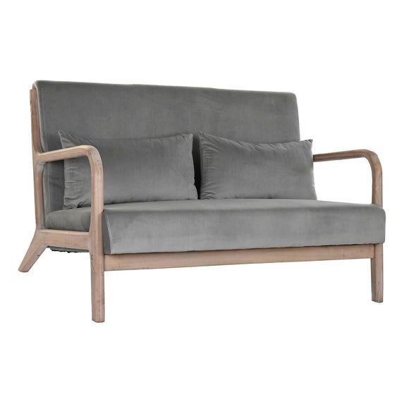 2-Seater Sofa DKD Home Decor Grey Rubber wood Velvet 122 x 85 x 74 cm-0