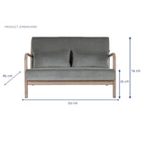 2-Seater Sofa DKD Home Decor Grey Rubber wood Velvet 122 x 85 x 74 cm-3