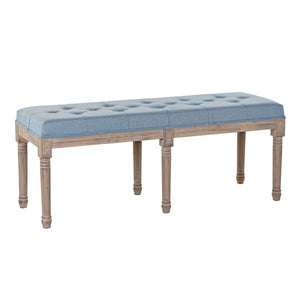 Bench DKD Home Decor   Blue Polyester Linen Rubber wood (122 x 41 x 48 cm)-0