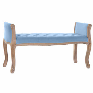 Bench DKD Home Decor   Blue Brown Linen Rubber wood (109 x 39 x 60 cm)-0