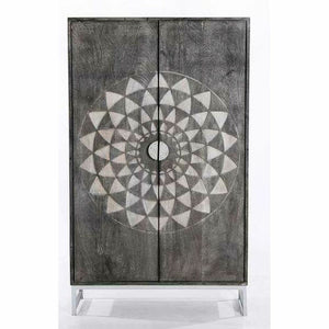 Cupboard DKD Home Decor 8424001892006 90 x 38 x 151 cm Grey Metal White Mango wood-0