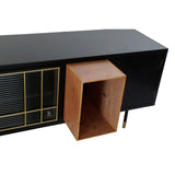 TV furniture DKD Home Decor Black Dark brown Crystal MDF Wood 166 x 40 x 55 cm-3