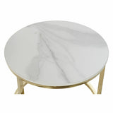 Set of 2 small tables DKD Home Decor White Golden 70 x 70 x 44 cm-3