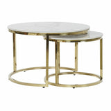 Set of 2 small tables DKD Home Decor White Golden 70 x 70 x 44 cm-1