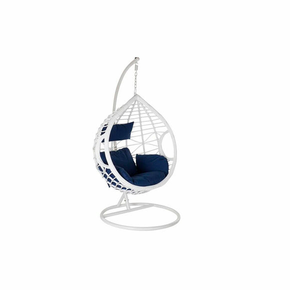 Hanging garden armchair DKD Home Decor Navy Blue White Aluminium synthetic rattan 90 x 70 x 110 cm (107 x 107 x 198 cm)-0