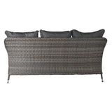 Garden sofa DKD Home Decor Crystal Grey Polyester synthetic rattan Steel Dark brown (175 x 73 x 81 cm)-2