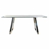 Dining Table DKD Home Decor Crystal Steel Dark grey (180 x 90 x 76 cm)-2
