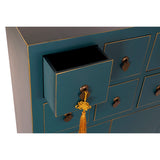 Chest of drawers DKD Home Decor Blue Golden Fir MDF Wood Oriental 63 x 27 x 101 cm 63 x 27 x 100 cm-3