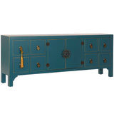 TV furniture DKD Home Decor Fir Dark blue MDF Wood 130 x 24 x 51 cm-0
