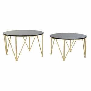 Set of 2 small tables DKD Home Decor Black Golden 79 x 79 x 46 cm-0