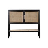Sideboard DKD Home Decor Black Natural Aluminium Paolownia wood MDF Wood 110 x 30 x 100 cm-3