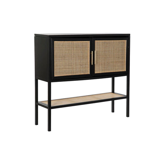 Sideboard DKD Home Decor Black Natural Aluminium Paolownia wood MDF Wood 110 x 30 x 100 cm-0
