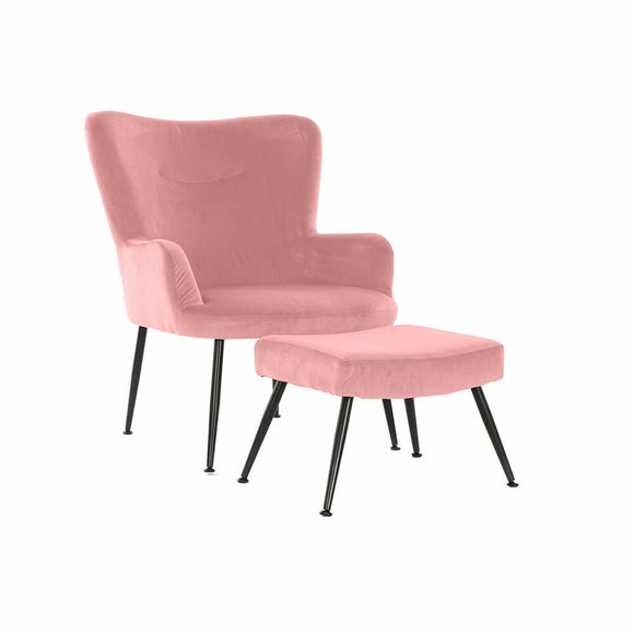 Armchair DKD Home Decor S3023869 Black Pink Metal Plastic Velvet Modern 70 x 60 x 84 cm-0