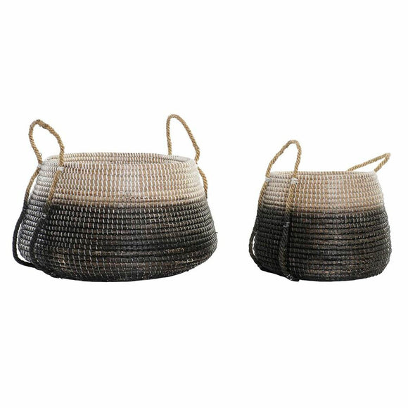 Basket set DKD Home Decor Natural Grey Seagrass (52 x 52 x 44 cm) (2 pcs)-0