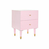 Nightstand DKD Home Decor 52 x 42 x 65 cm Metal Light Pink Mango wood-0