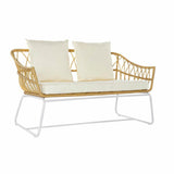 Garden sofa DKD Home Decor White Metal synthetic rattan (132 x 58 x 80 cm)-0