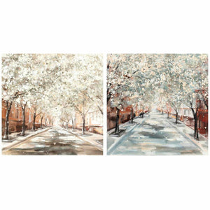 Painting DKD Home Decor Trees Cottage 100 x 3,7 x 100 cm (2 Units)-0