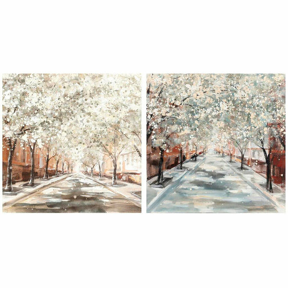 Painting DKD Home Decor Trees Cottage 100 x 3,7 x 100 cm (2 Units)-0