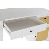 Desk DKD Home Decor Fir White Rattan (140 x 50 x 76 cm)-3