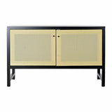 Sideboard DKD Home Decor   Black Natural Rattan Fir 120 x 38 x 76 cm-2