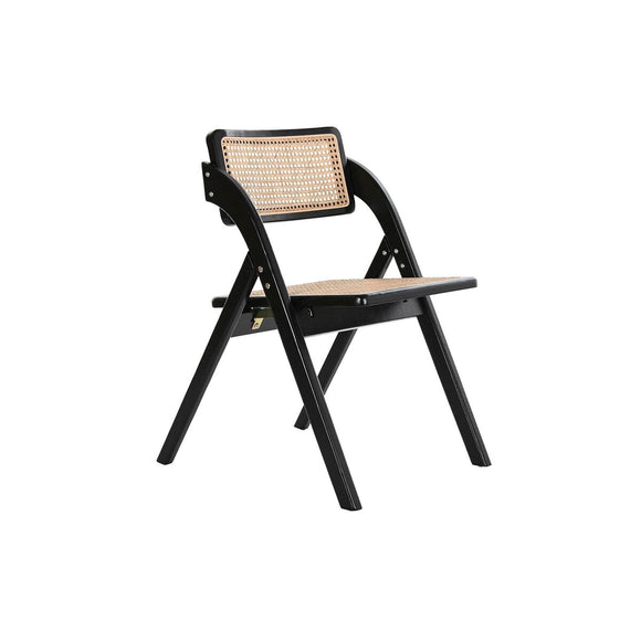 Folding Chair DKD Home Decor Black Natural Rattan Elm wood 53 x 60 x 79 cm-0
