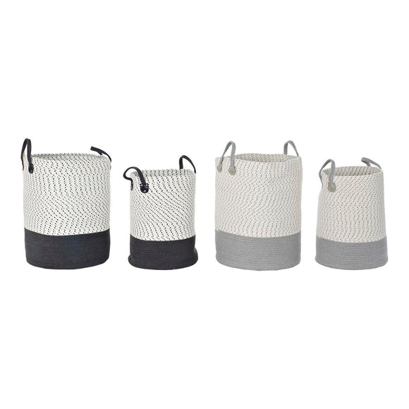 Basket set DKD Home Decor White Grey Light grey (2 Pieces) (2 Units)-0