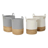 Basket set DKD Home Decor White Natural Light grey Natural Fibre (2 Pieces) (2 Units)-2
