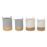 Basket set DKD Home Decor White Natural Light grey Natural Fibre (2 Pieces) (2 Units)-0