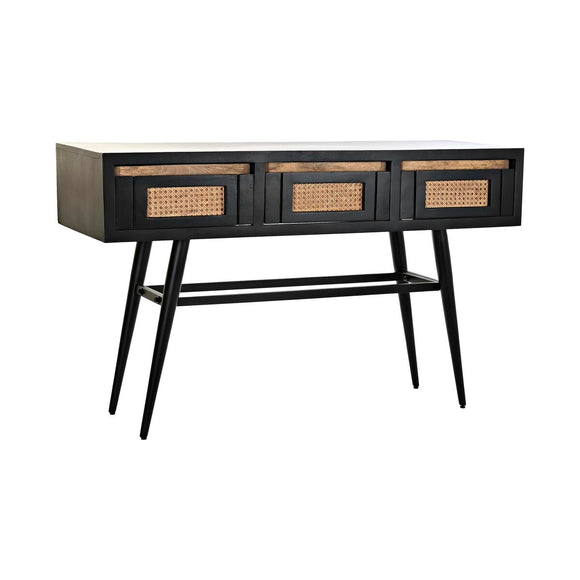 Console DKD Home Decor Natural Black Rattan Mango wood (125 x 40 x 76 cm)-0