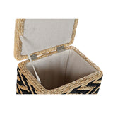 Laundry Basket DKD Home Decor Natural Black Polyester Colonial Fibre (43 x 32 x 50,5 cm)-2