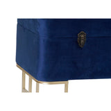 Bench DKD Home Decor   Blue Golden Metal Velvet (90 x 40 x 47 cm)-1