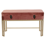 Bench DKD Home Decor   Pink Golden Metal Velvet (80 x 40 x 47 cm)-4