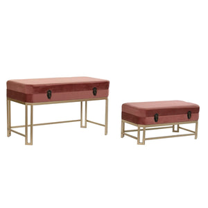 Bench DKD Home Decor   Pink Golden Metal Velvet (80 x 40 x 47 cm)-0