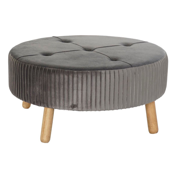 Footrest DKD Home Decor 80 x 80 x 38 cm Scandi Grey Wood Velvet Dark grey-0