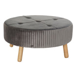 Footrest DKD Home Decor 80 x 80 x 38 cm Scandi Grey Wood Velvet Dark grey-0