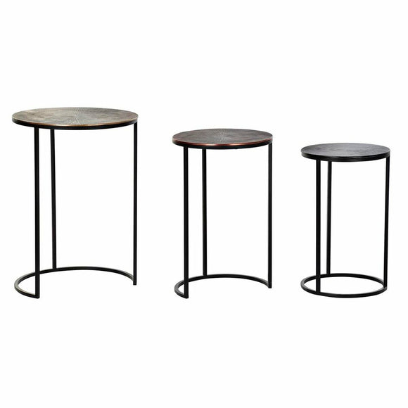 Set of 3 small tables DKD Home Decor Black Copper Golden 44 x 44 x 61 cm-0