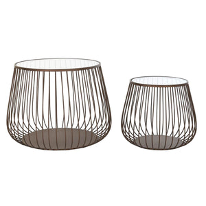 Set of 2 tables DKD Home Decor Black Metal Crystal 75 x 75 x 55 cm-0