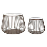 Set of 2 tables DKD Home Decor Black Metal Crystal 75 x 75 x 55 cm-0