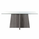 Dining Table DKD Home Decor Crystal Grey Metal Transparent 160 x 90 x 75 cm 30 x 40 cm MDF Wood-3