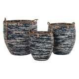 Basket set DKD Home Decor White Black 56 x 56 x 60 cm 52 x 52 x 60 cm Plastic (3 Pieces)-2