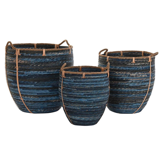 Basket set DKD Home Decor Navy Blue 56 x 56 x 60 cm-0