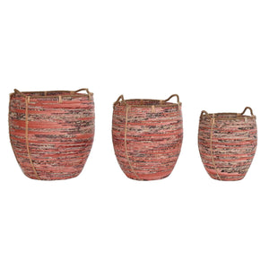 Basket set DKD Home Decor Peach Natural Boho 52 x 52 x 58 cm-0