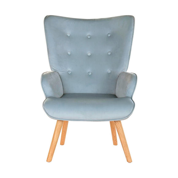Armchair DKD Home Decor Sky blue Natural Polyester Wood 67 x 75 x 96 cm-0