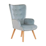 Armchair DKD Home Decor Sky blue Natural Polyester Wood 67 x 75 x 96 cm-1
