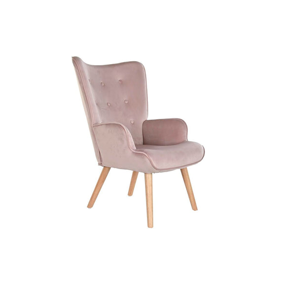 Armchair DKD Home Decor Pink Polyester Wood 67 x 69 x 96 cm 75 x 69 x 96 cm-0